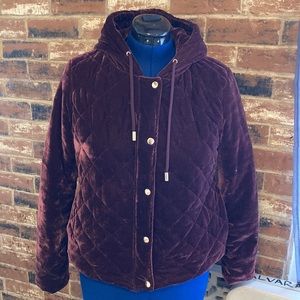 Quilted Puffy Maroon Jacket— Size Medium